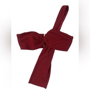 House of CB London Red Ribbed Twist Front Crop Top Size S